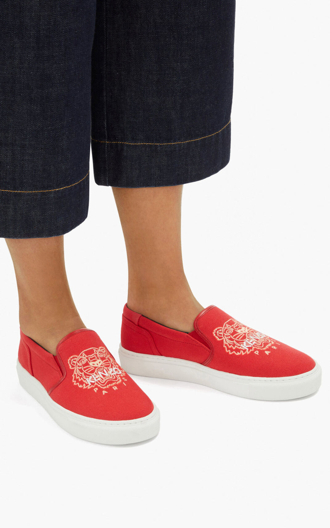 Kenzo K Skate Tiger slip on Spor Ayakkabı Bayan Kırmızı | 3942-RPYQM